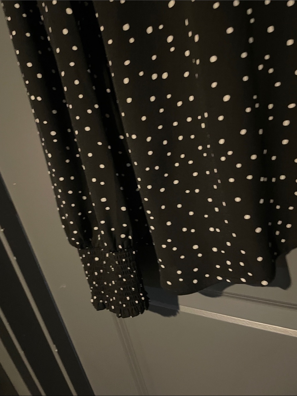 LOFT Black and White Polka Dot Long-Sleeve Blouse - Picture 2 of 3